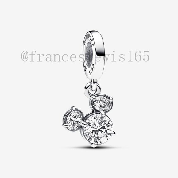 Pandora Mickey Mouse Sparkling Head Silhouette Dangle Charm - Picture 1 of 6